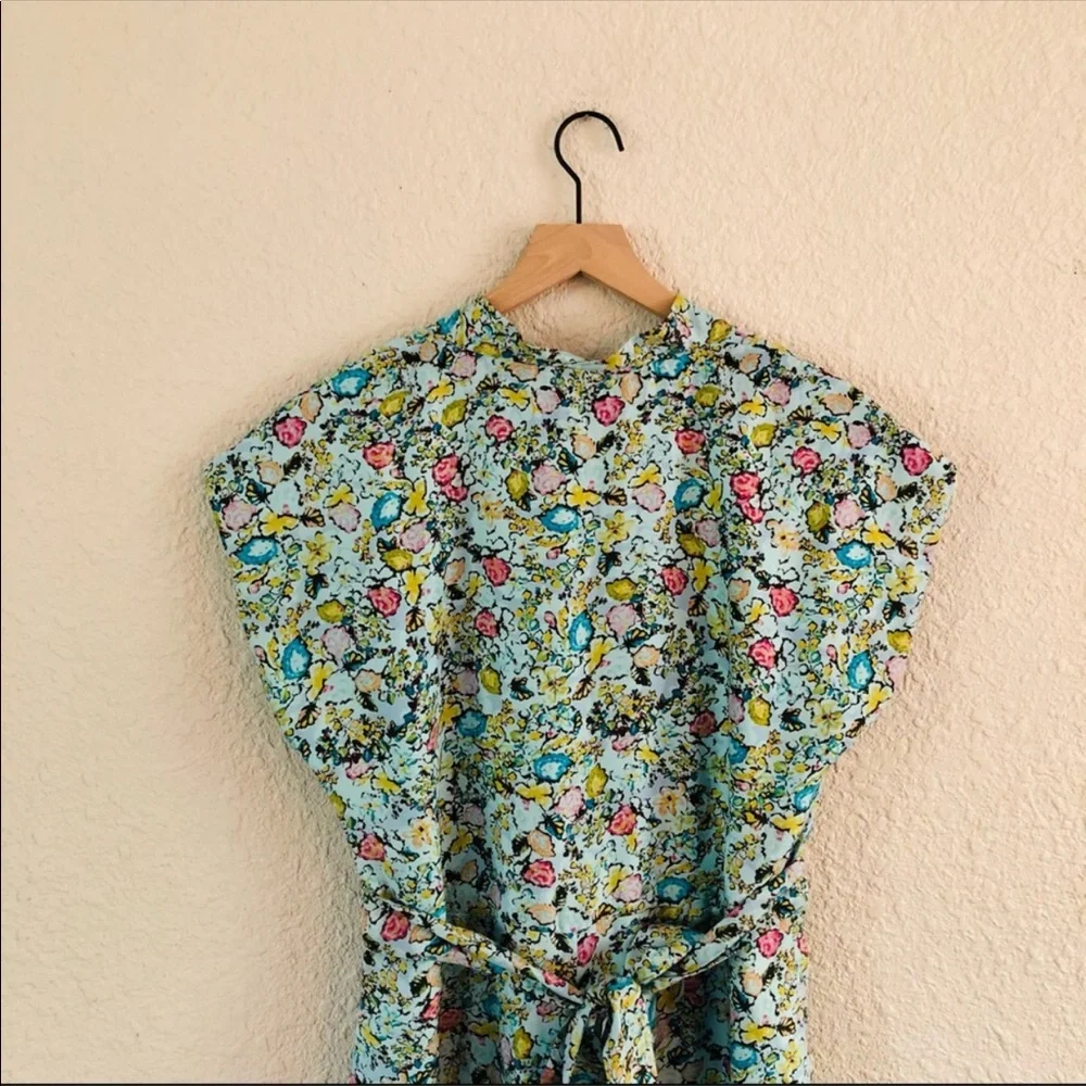 Sundance silk light blue floral tie waist dress size 14 - Picture 7 of 14